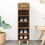 Thumbnail: Walnut Open Narrow Shoe Rack Stand Shelves Unit Organiser Storage Cabinet Drawer