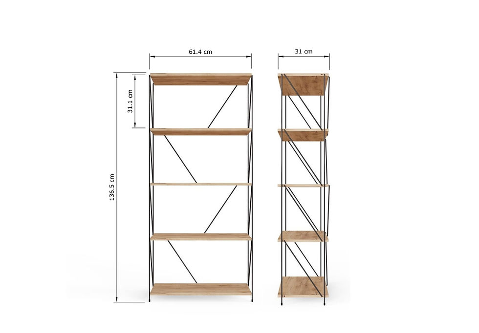Thumbnail: 4 Tier Bookcase Storage Display Shelving Unit Bookshelf Shelves Stand Wotan Oak and Black Metal Frame