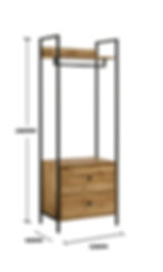 Thumbnail: Industrial Style Open Wardrobe Clothes Rail Storage Unit Hanging Rack Hanger Stand with Drawers and Shelf in Golden Oak Wood