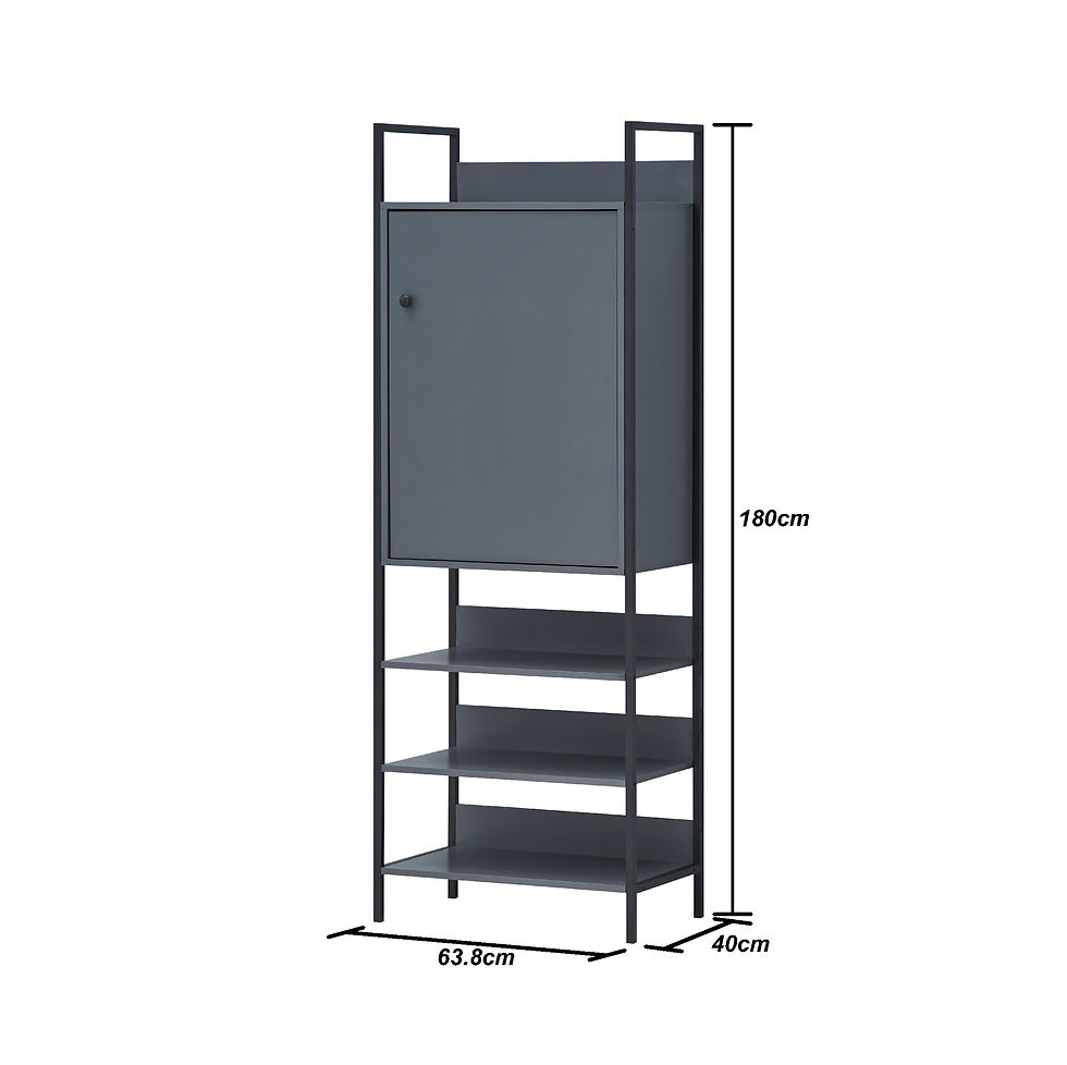 Thumbnail: Set of 4 Industrial Open Wardrobes with Shelves, Drawers, Hanging Rails and Cupboard in Dark Grey colour