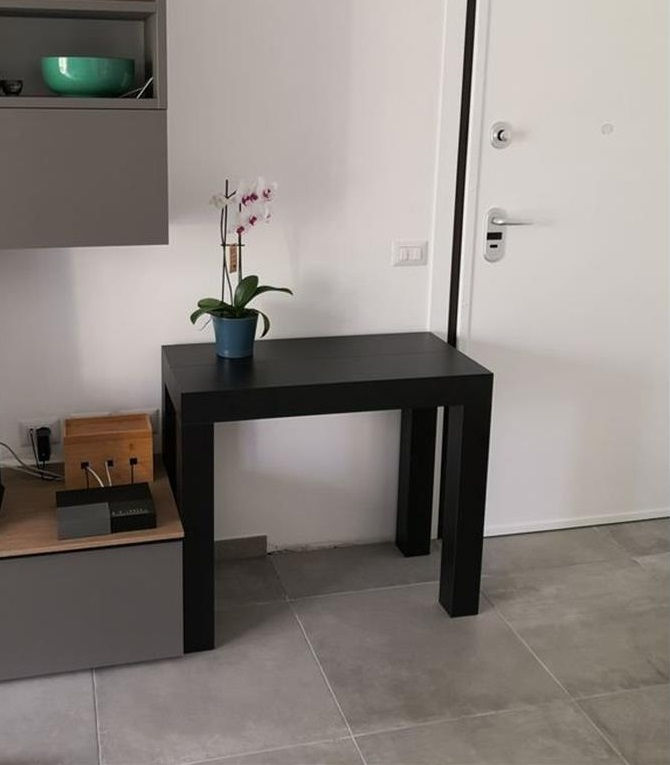 Thumbnail: Black Wood Grain Extending Console to Dining Table Kitchen Breakfast Bar Small Desk 1-14 Seat