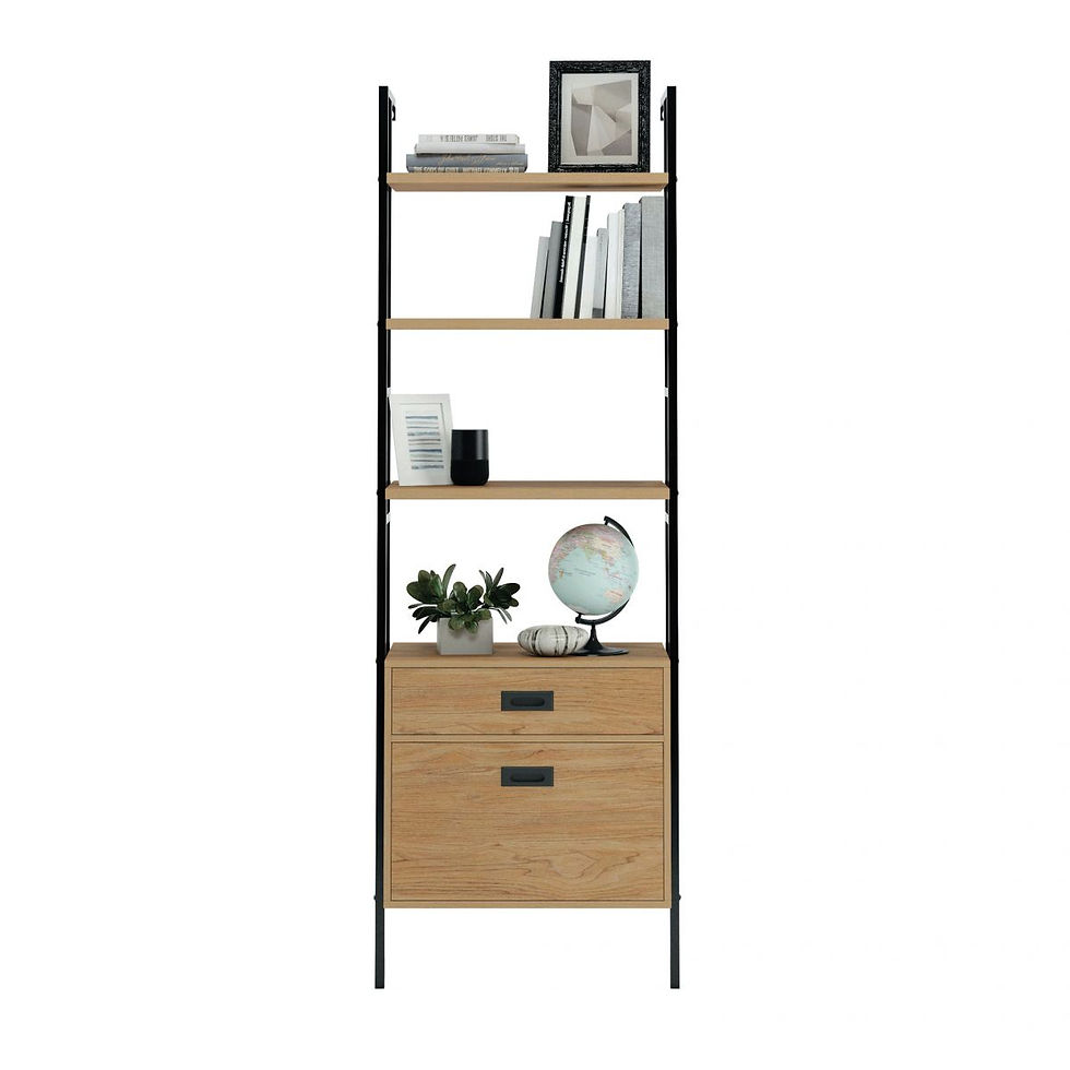 Thumbnail: 4-Shelf Wall-mounted Bookcase with Drawers