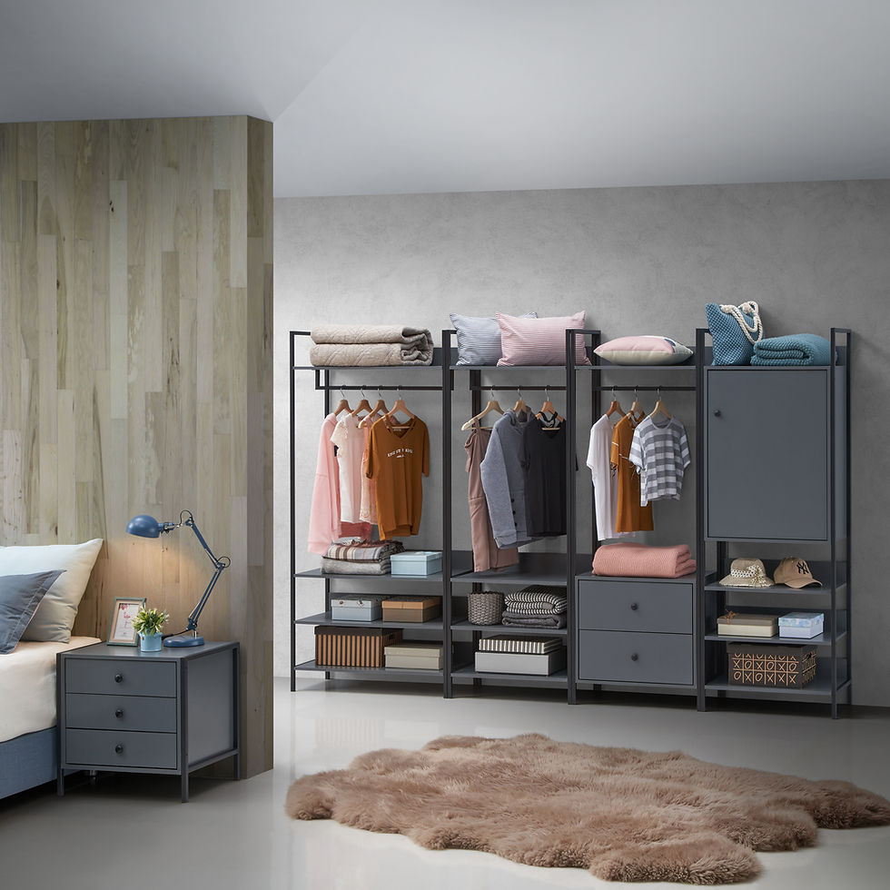 Thumbnail: Industrial Style 3 Drawer Bedside Cabinet Night Stand Storage Unit Side End Table in Dark Grey finish