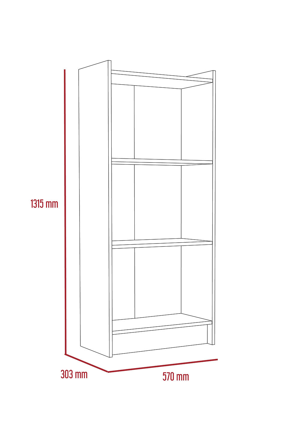 Thumbnail: Low 3 Tier Bookcase Display Storage Shelving Unit Bookshelf - Brook