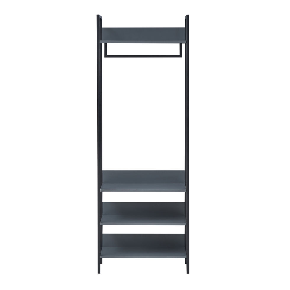 Thumbnail: Industrial Style Narrow Open Wardrobe Clothes Rail Storage Unit Hanging Rack Hanger Stand with Shelves in Dark Grey colour