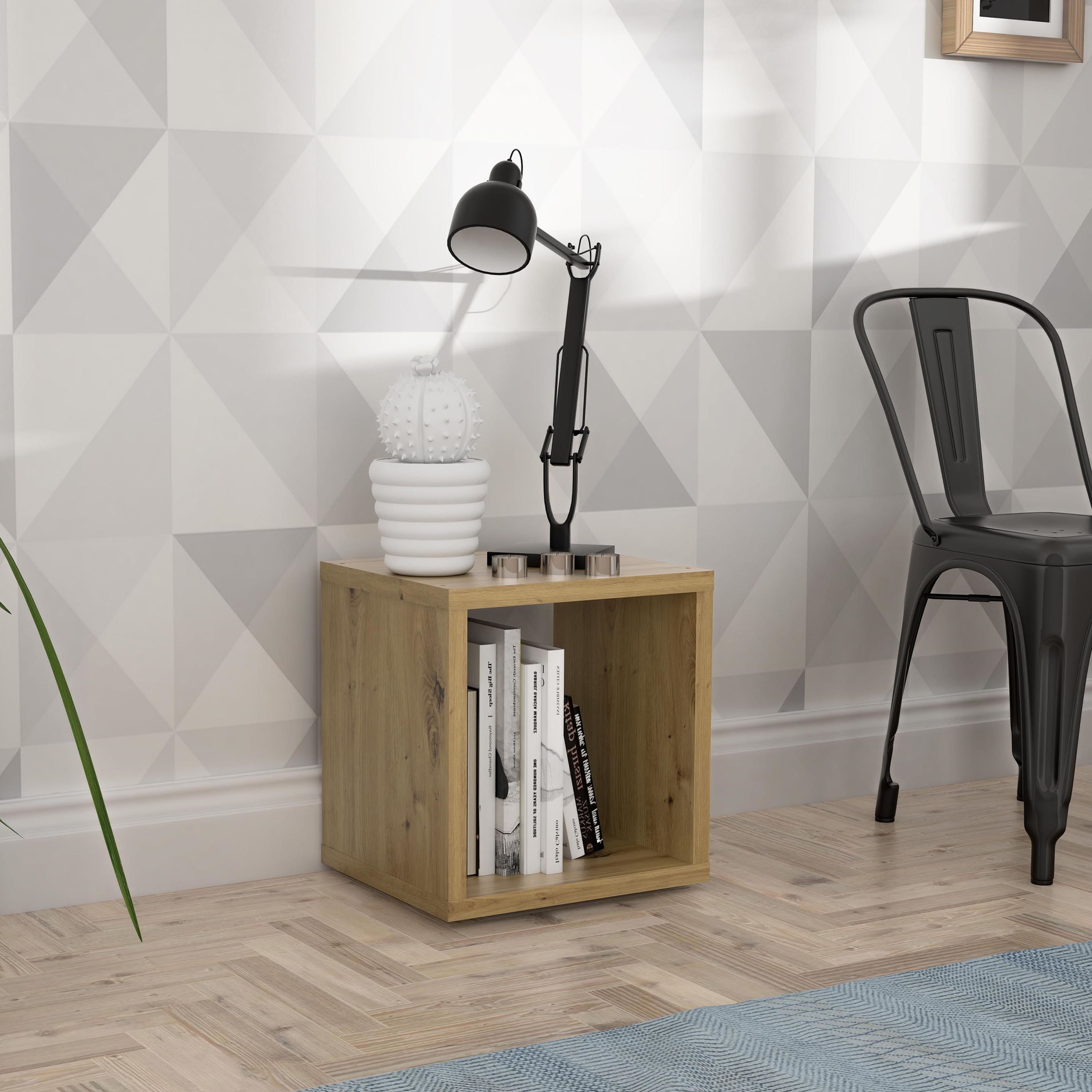 Single Cube Open Storage Shelf Display Cubby Unit Bookshelf Bookcase Artisan Oak