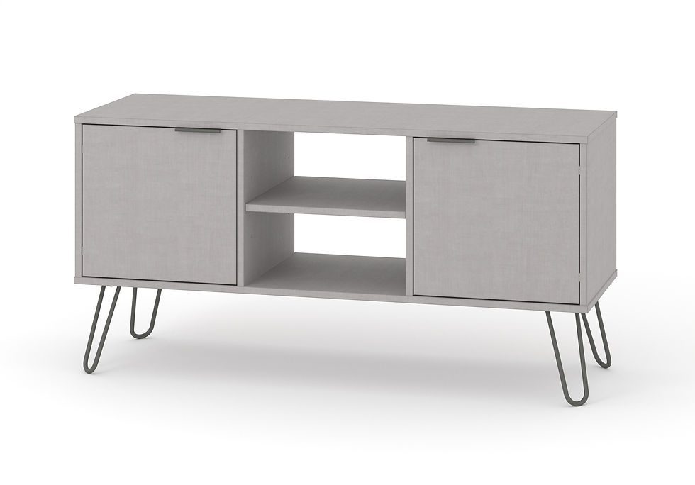 Thumbnail: Grey 2 Door TV Media Cabinet Unit on Hairpin Legs
