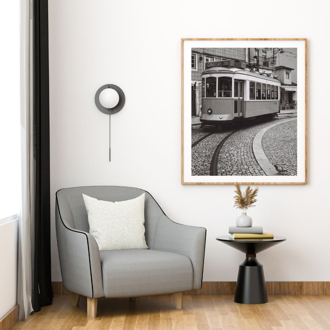 "Tracks of Lisbon" – Iconic Tram Photo in Black and White