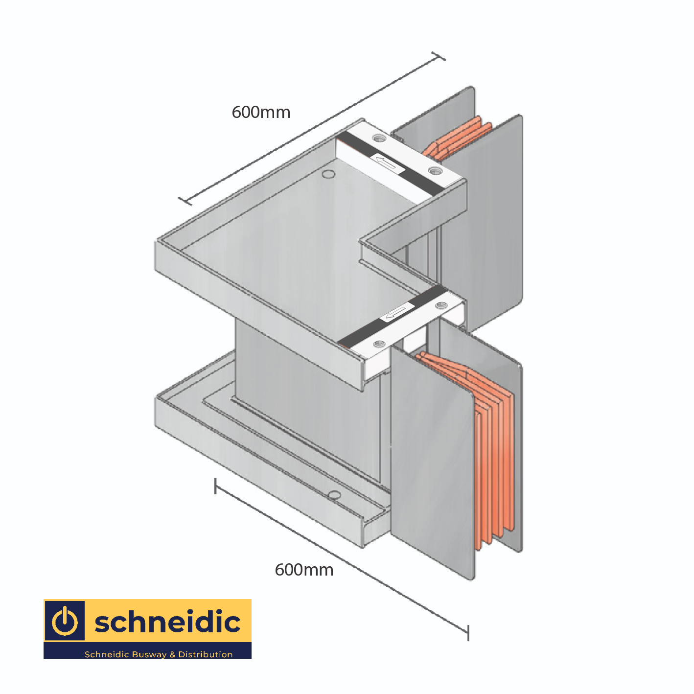 Edgewise Elbow | 1000A | 600mm | Schneidic | Busway
