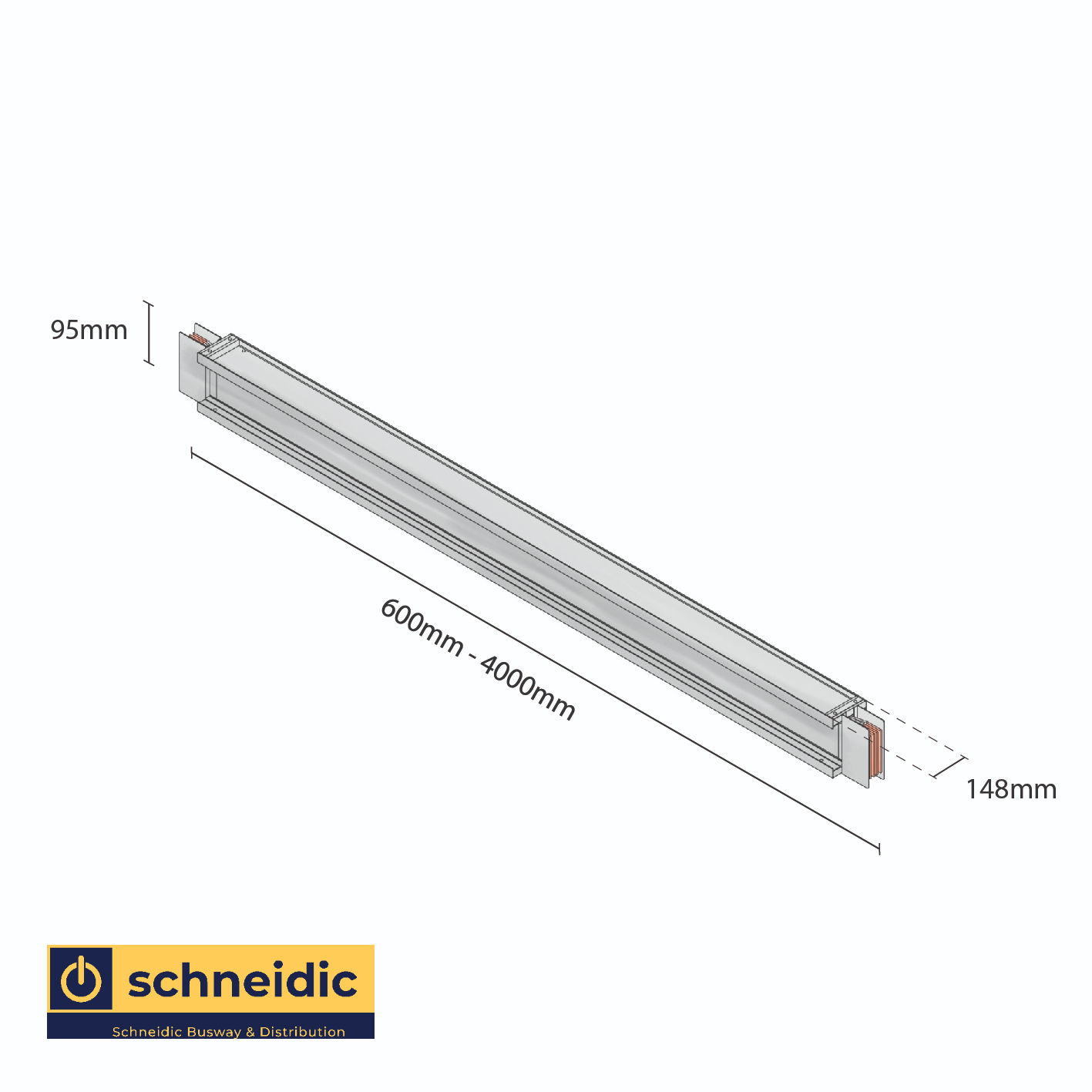 Straight Lengths | 800A | Single Body | Length 95mm | Schneidic | Busway