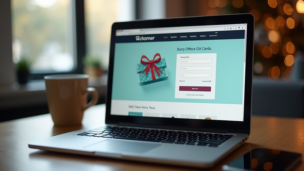 Eye-level view of a laptop screen showing a digital gift card checkout page