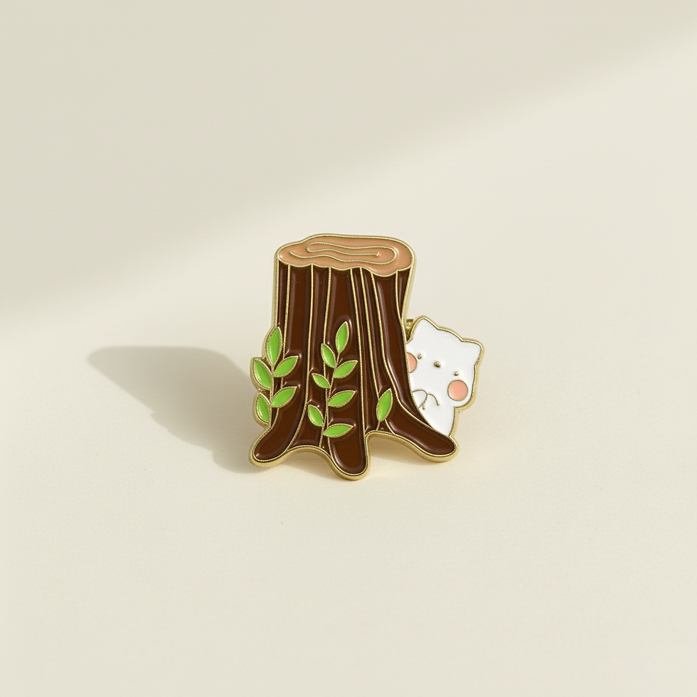 Peekaboo Cat Tree Stump | Enamel Pin