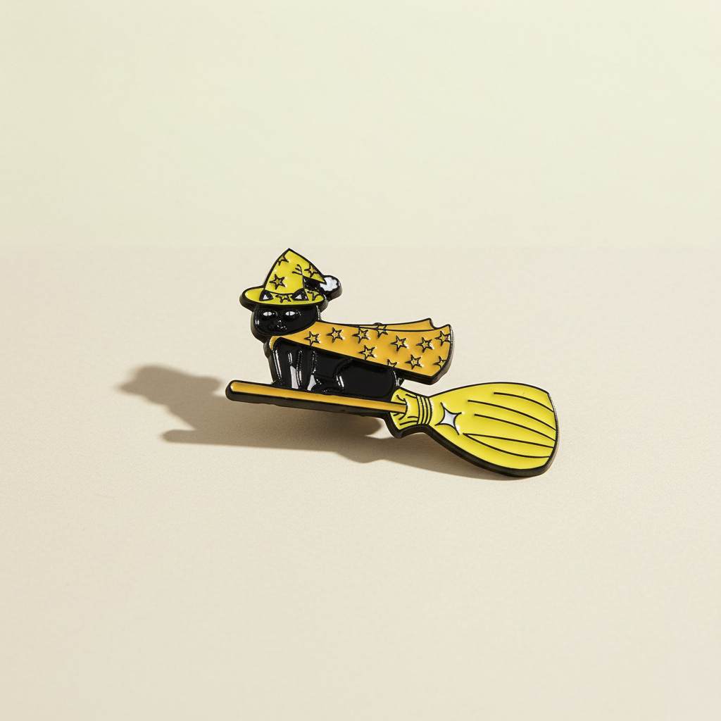 Witch Broom Flying Cat | Enamel Pin