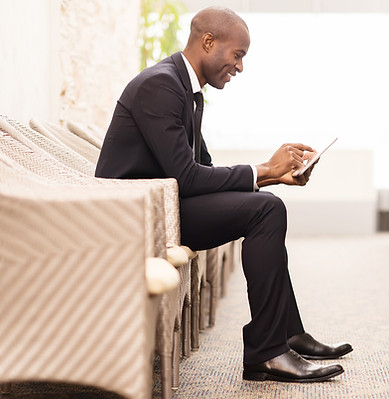 Confident businessman waiting for an interview