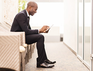 Confident businessman waiting for an interview
