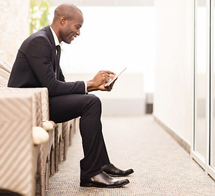 Confident businessman waiting for an interview