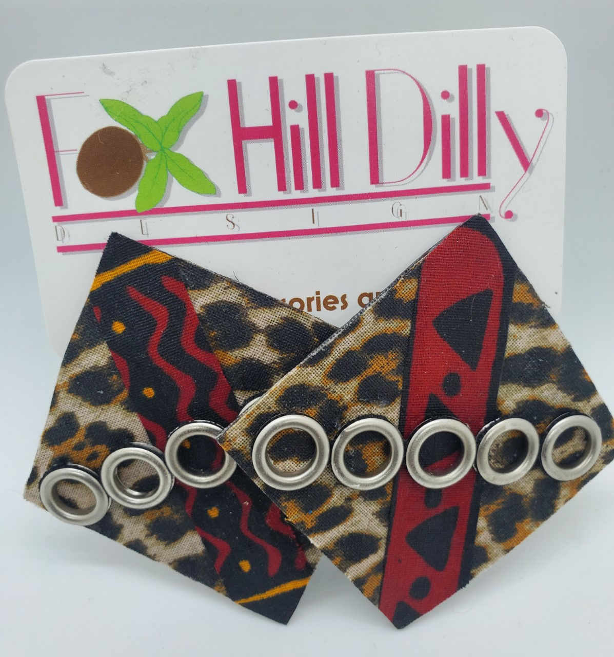 Tiger Print and Red African earrings