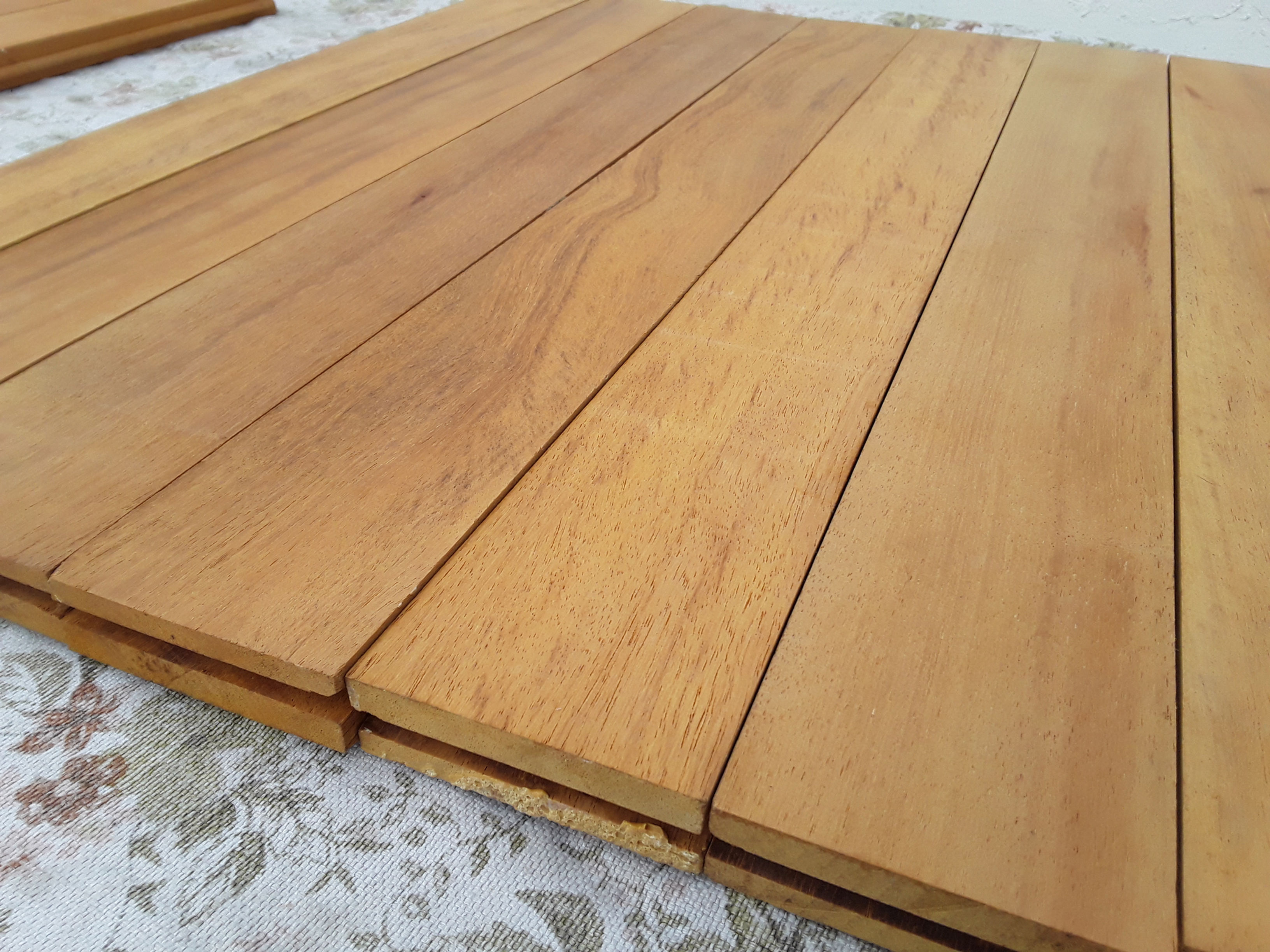 Luxury reclaimed Doussie parquet. 16-24''length. 3'' wide. 20 mm thick.