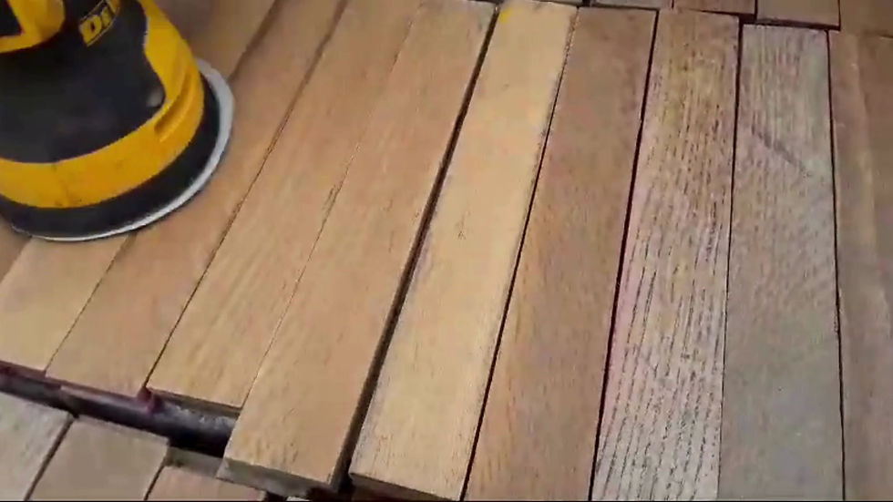 Thumbnail: Reclaimed honey oak parquet flooring. 12'' long. 1.6'' wide, 20 mm thick.