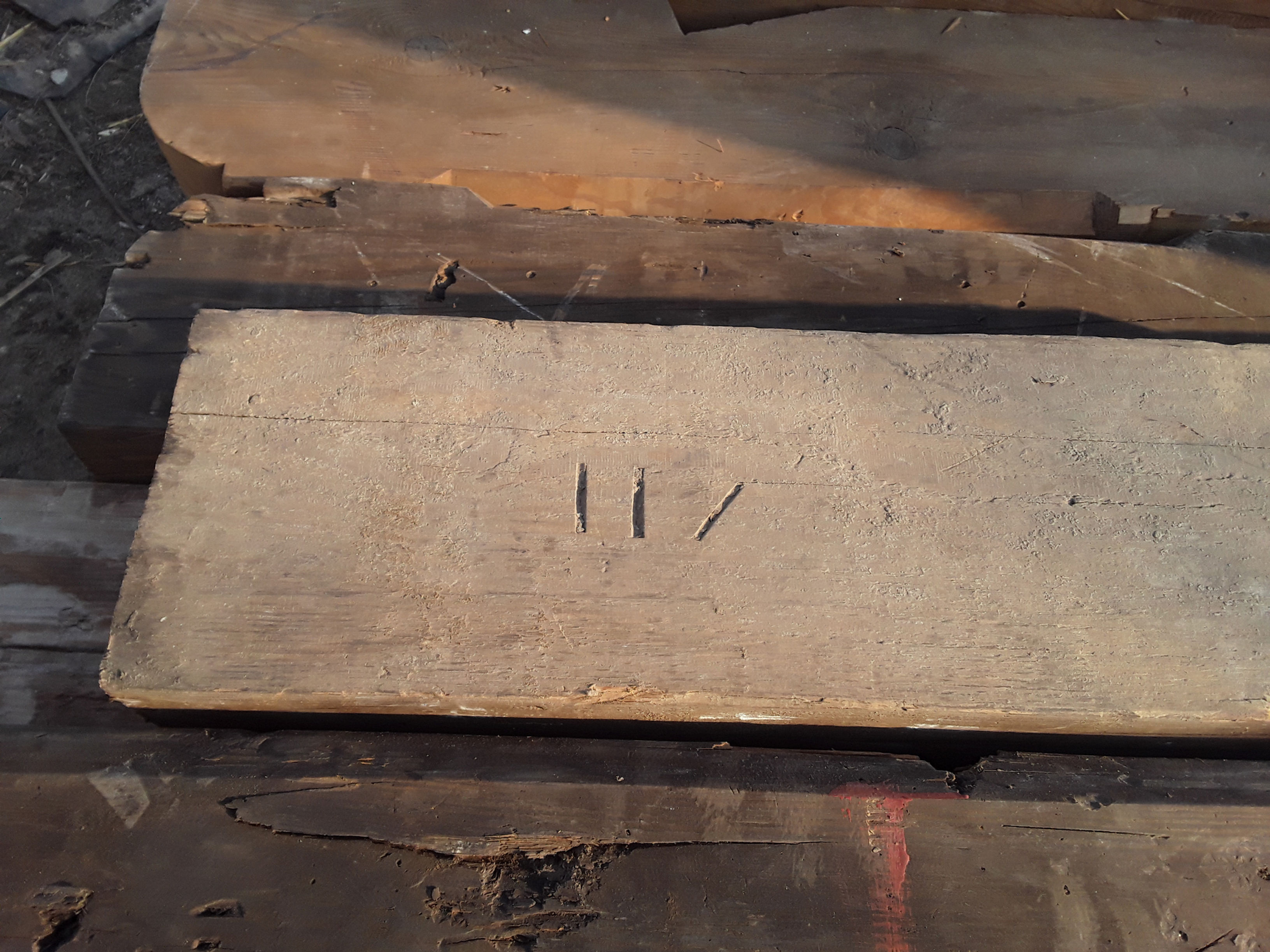 Reclaimed 200 years old, solid pine beam. 5 feet long.