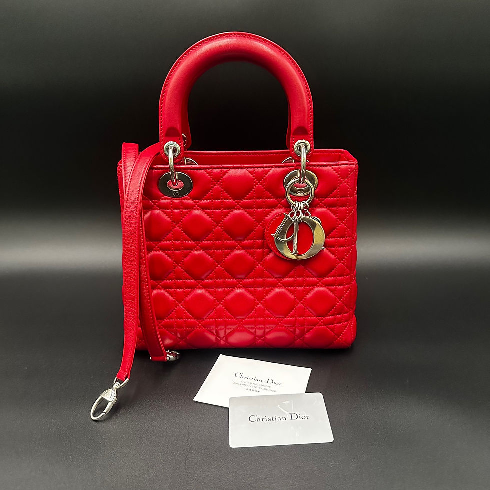 Thumbnail: Christian Dior Medium Lady Dior - Red Lambskin