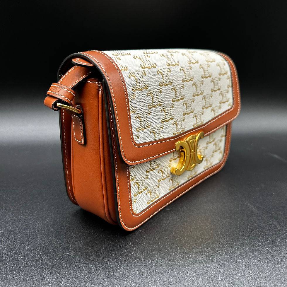 Thumbnail: Celine Teen Triomphe Bag Canvas and Calfskin White