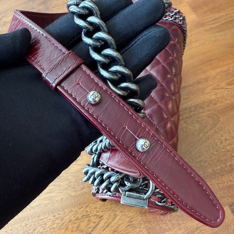 Thumbnail: Chanel Red Quilted Calfskin Leather Chain Medium Boy Bag
