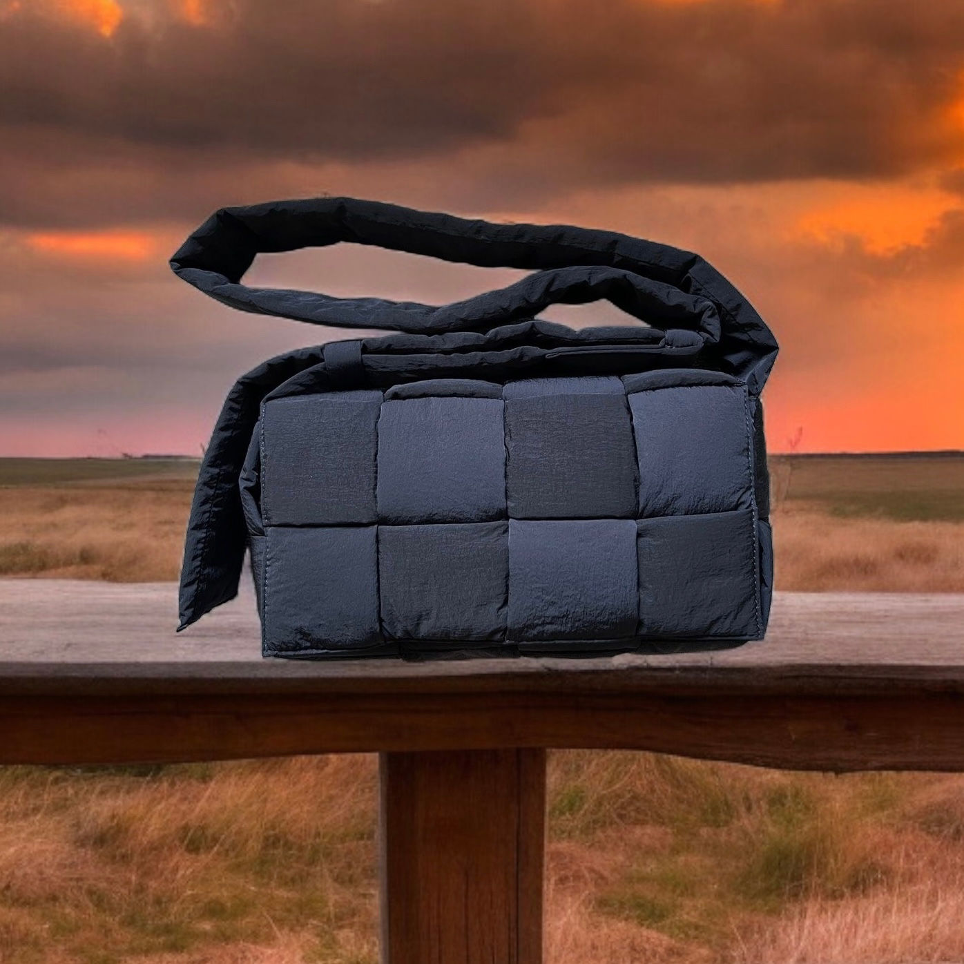 BOTTEGA VENETA  Nylon Intrecciato Padded Tech Cassette Bag