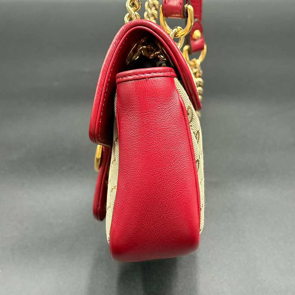Thumbnail: Gucci GG Marmont Flap Bag Diagonal Quilted GG Canvas with Leather Mini