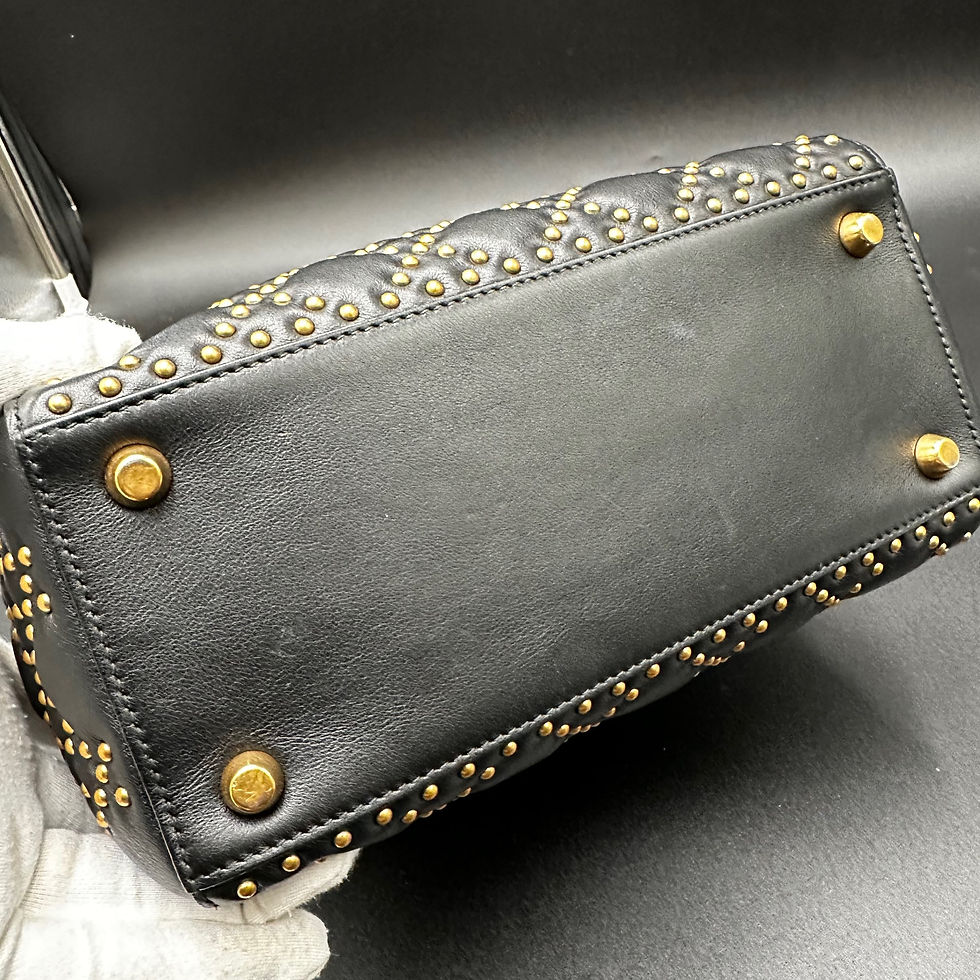 Thumbnail: Christian Dior Medium Calfskin Cannage Studded Supple Lady Dior Black