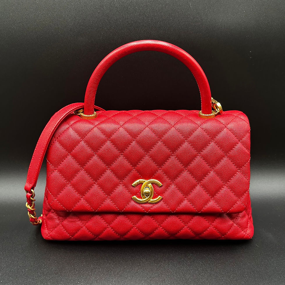 Thumbnail: Chanel Caviar Quilted Medium Coco Handle Flap Red