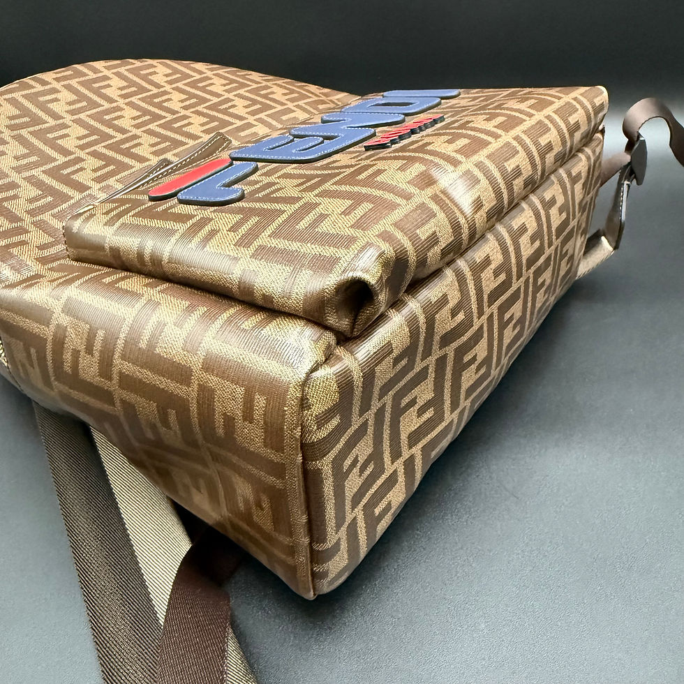 Thumbnail: Fendi Logo-Appliquéd Leather-Trimmed Printed Canvas Backpack in Brown