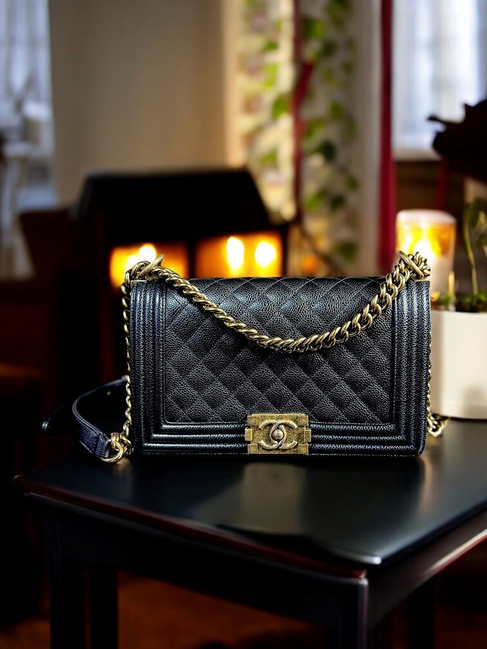 Chanel Caviar Quilted Medium Boy Flap Black