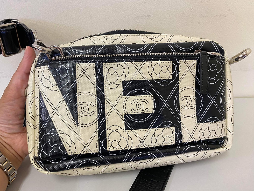 Thumbnail: Chanel Logo Camellia Camera Case Bag Printed Coated Canvas