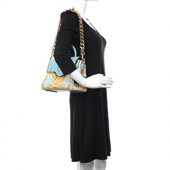 Thumbnail: VERSACE  X FENDI Grained Calfskin Fendace La Medusa Medium Top Handle Blue
