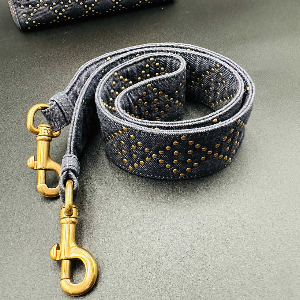Thumbnail: Christian Dior Medium Lady D-Lite Studded Denim Blue