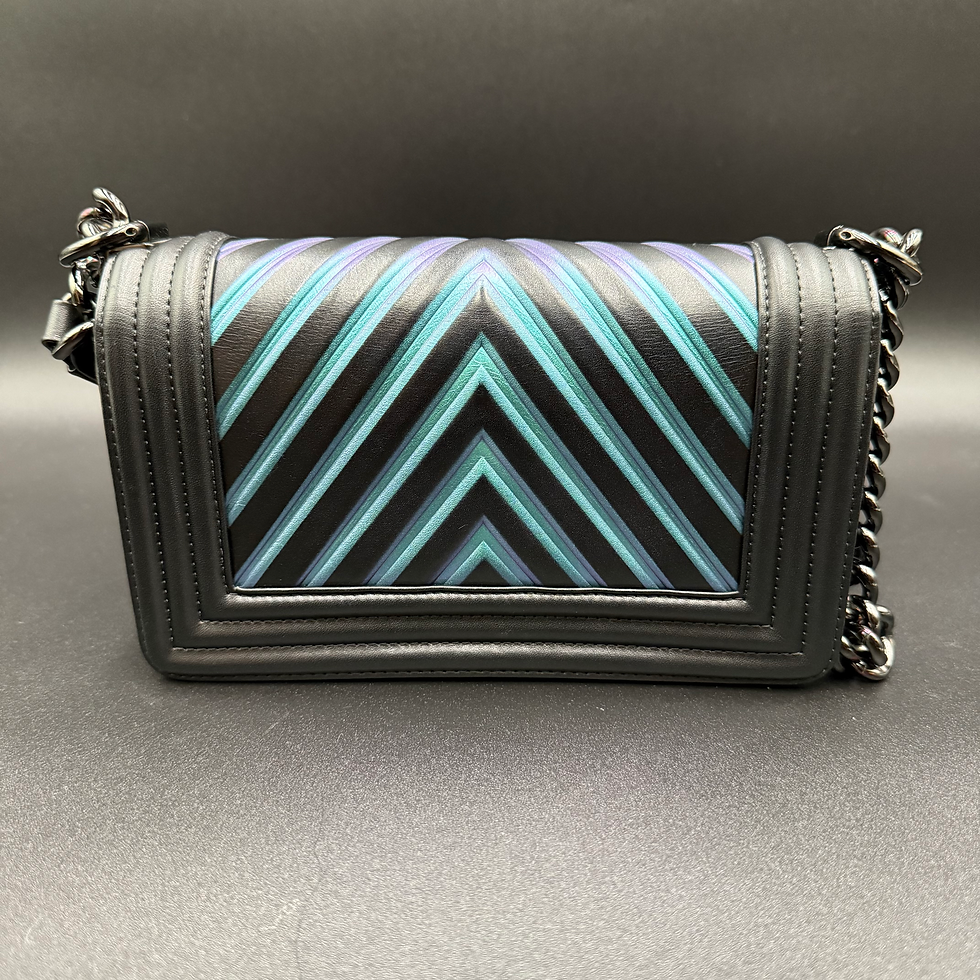 Thumbnail: Chanel Iridescent Chevron Embossed Small Boy Black
