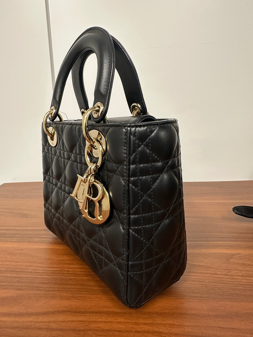 Thumbnail: Christian Dior Mini Lady Dior Cannage- black