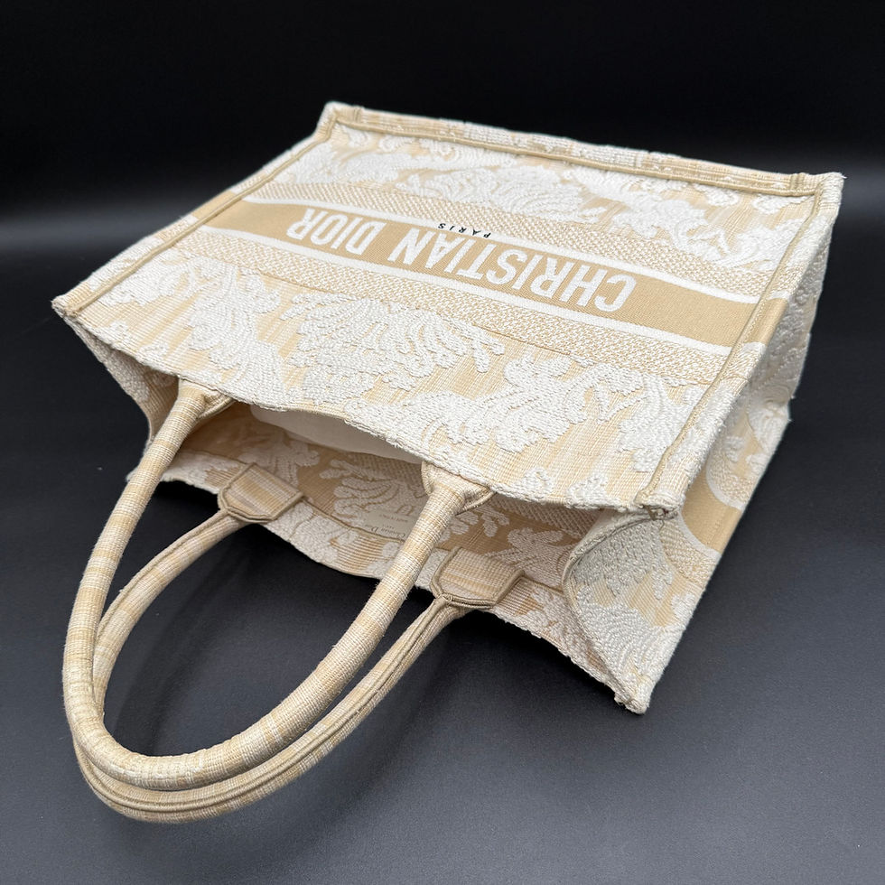 Thumbnail: Christian Dior Medium Book Tote – Beige and White Embroidered Canvas