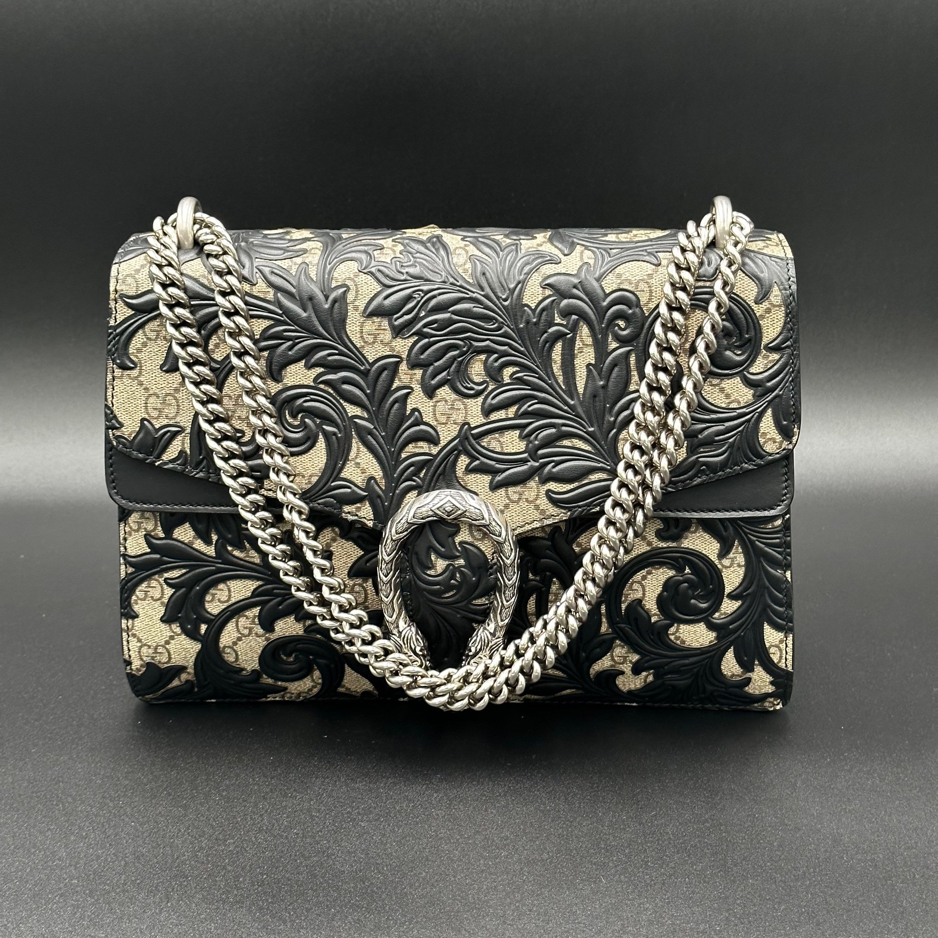 Gucci GG Supreme Arabesque Medium Dionysus Shoulder Bag (Black)