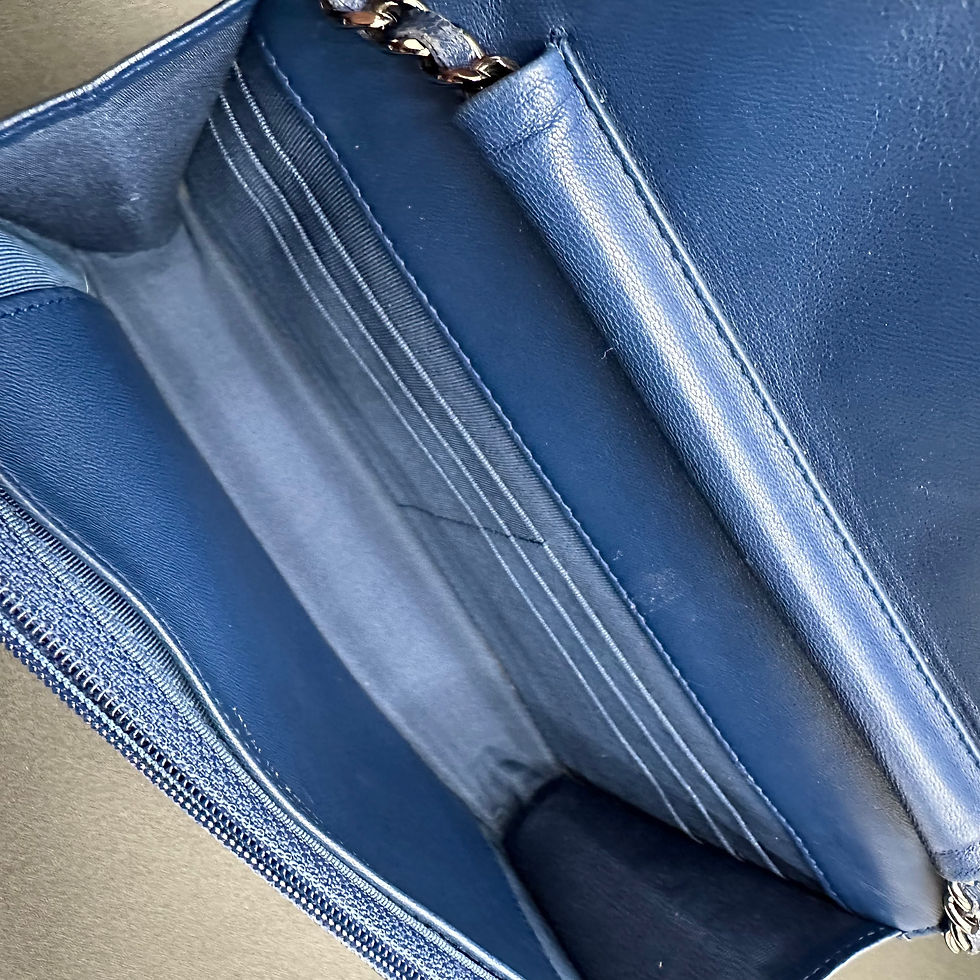 Thumbnail: Chanel Lambskin Quilted Wallet On Chain Blue