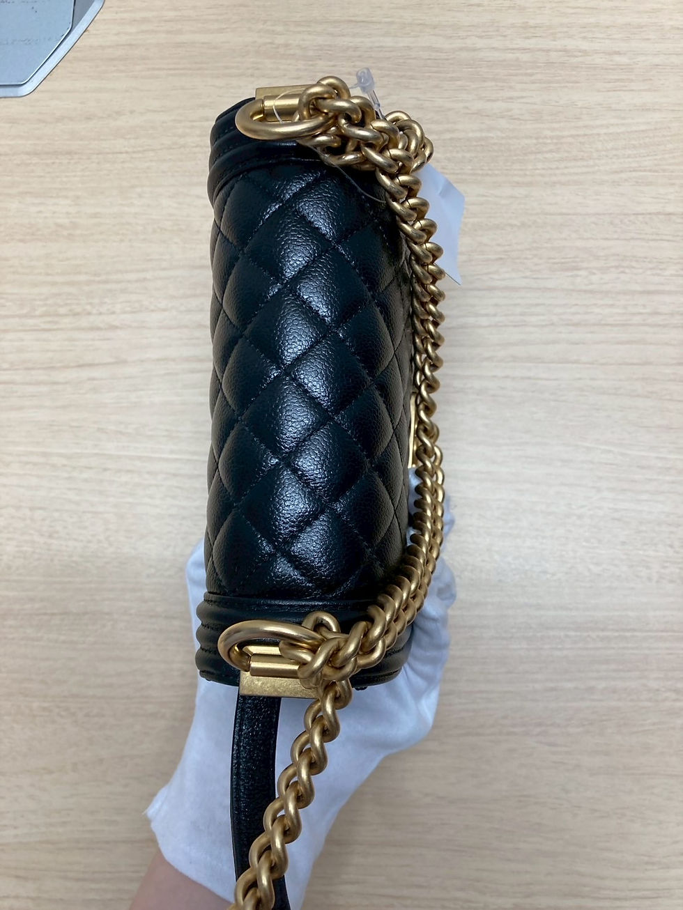 Thumbnail: CHANEL  Caviar Quilted Small Boy Messenger Bag Black