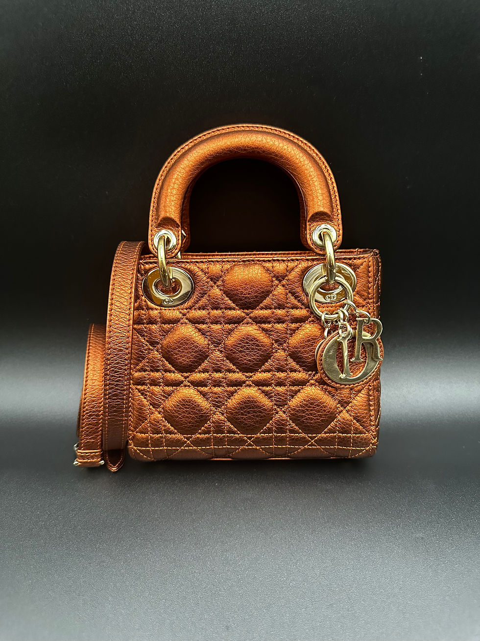Thumbnail: Christian Dior  Lambskin Cannage Small My ABCDior Lady Dior Metallic Bronze