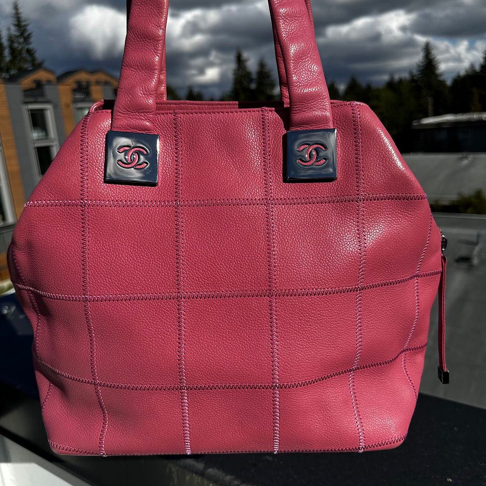 Thumbnail: Chanel Chocolate bar PInk Leaher medium tote