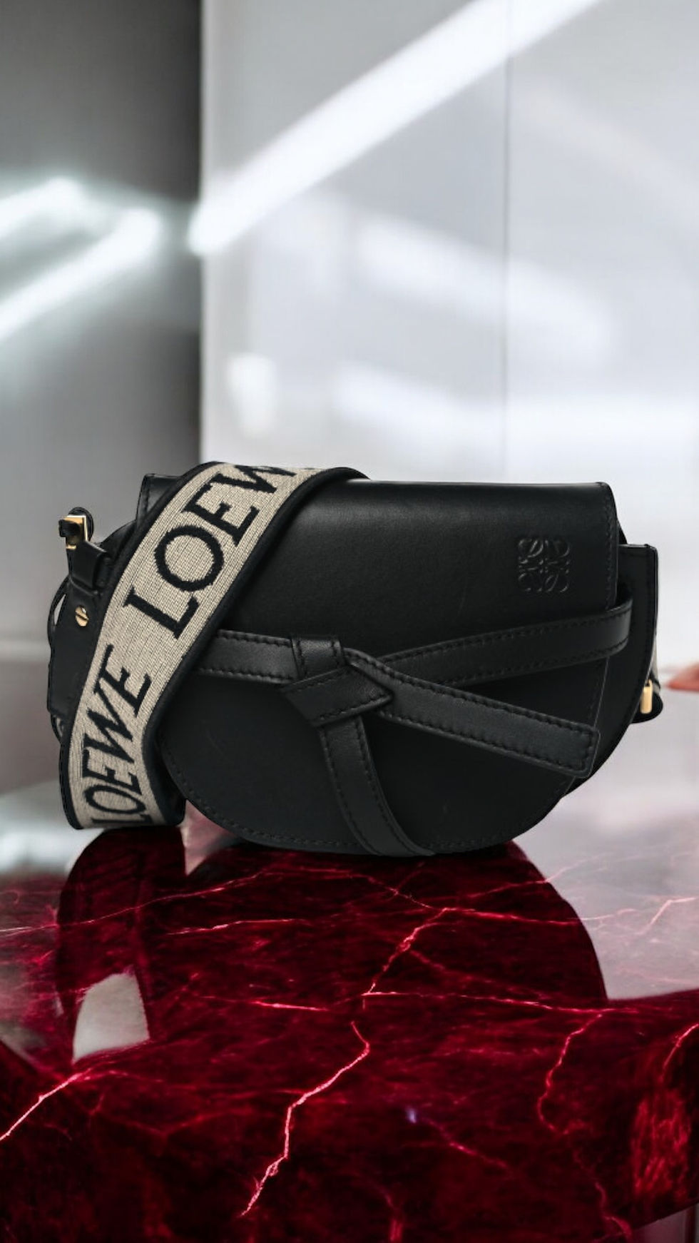 Loewe Box Leather Calfskin Small Gate Crossbody in Black