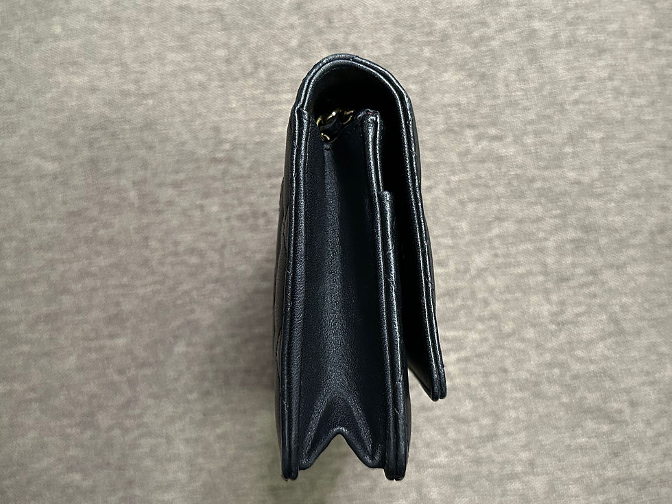 Thumbnail: Chanel Lambskin Quilted Wallet On Chain Black