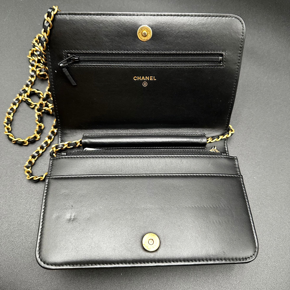 Thumbnail: Chanel Lambskin Quilted Boy Wallet On Chain WOC Black