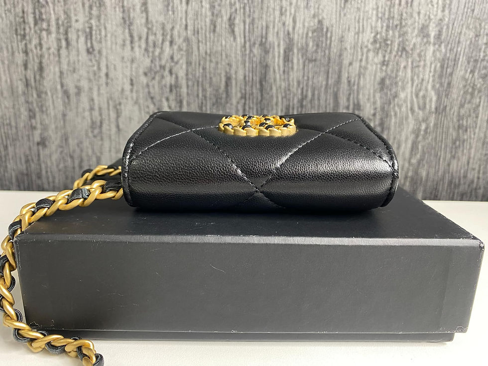 Thumbnail: Chanel Lambskin Quilted Chanel 19 Wallet On Chain Black
