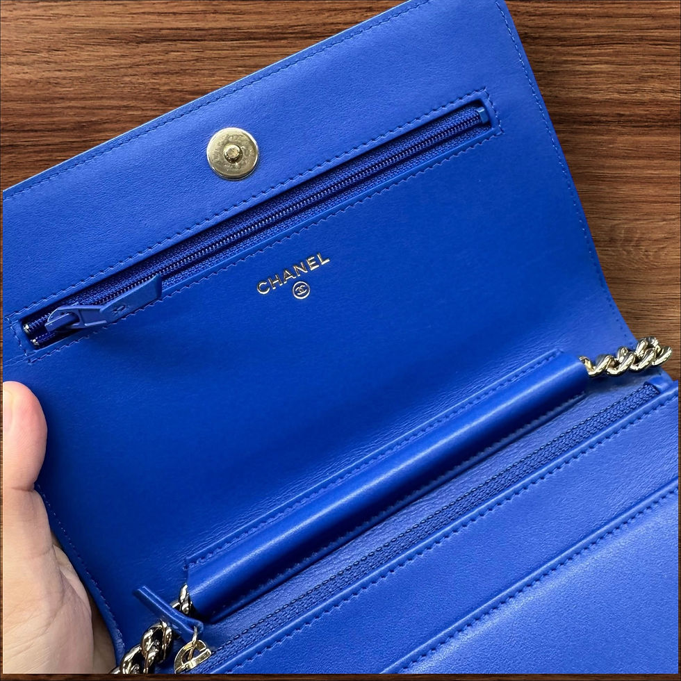 Thumbnail: Chanel Caviar Quilted Boy Wallet On Chain WOC Blue