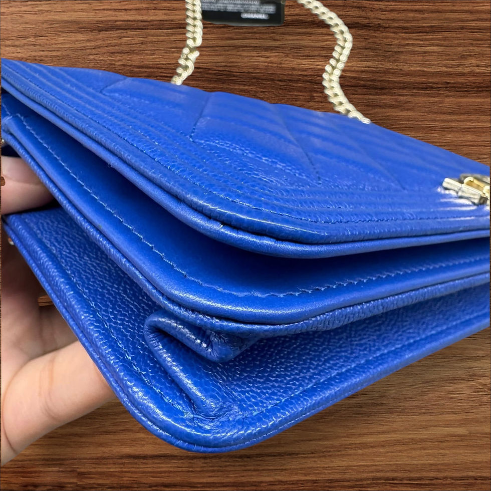 Thumbnail: Chanel Caviar Quilted Boy Wallet On Chain WOC Blue